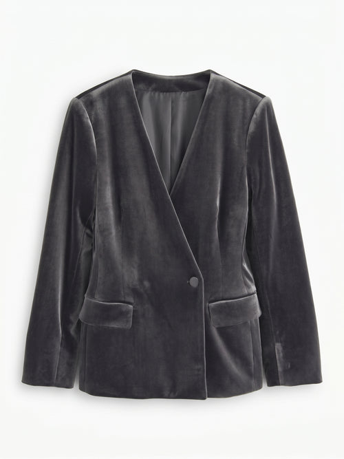 Grey Velvet Statement Blazer