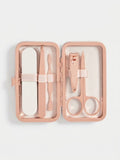 Portable 6-Piece Stainless Steel Manicure Kit in Pink Pouch