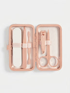 Portable 6-Piece Stainless Steel Manicure Kit in Pink Pouch