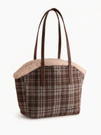 Cath Kidston Brown Check Borg Trim Tote Bag