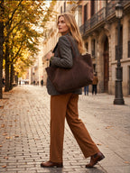 The Set Brown Faux Suede Tote Bag