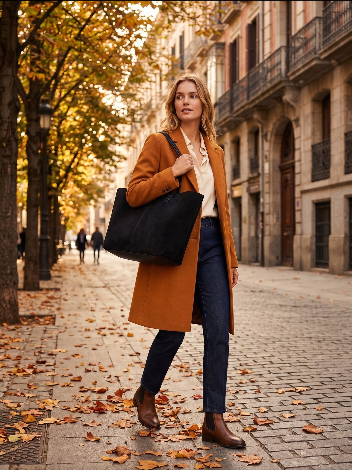 The Set Brown Faux Suede Tote Bag