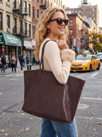 Friends Like These Chocolate Brown Woven Shopper Bag with Pouch