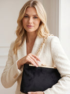 Lipsy Black Suedette Winged Frame Clutch Bag