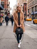 Black Belted Top Handle Bag