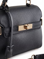 Black Belted Top Handle Bag
