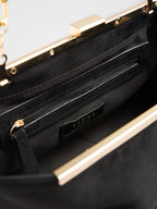 Lipsy Black Suedette Winged Frame Clutch Bag