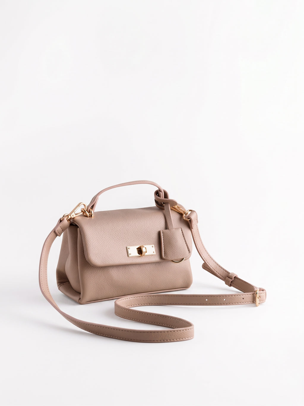 Mink Pink Lock Top Handle Bag with Chain Strap