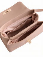 Mink Pink Lock Top Handle Bag with Chain Strap