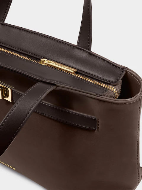 Katie Loxton Orin Brown Suede Top Handle Crossbody Bag