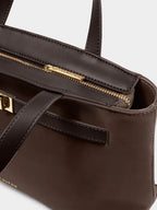 Katie Loxton Orin Brown Suede Top Handle Crossbody Bag