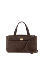 Katie Loxton Orin Brown Suede Top Handle Crossbody Bag