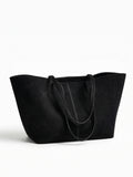 The Set Brown Faux Suede Tote Bag