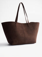 The Set Brown Faux Suede Tote Bag