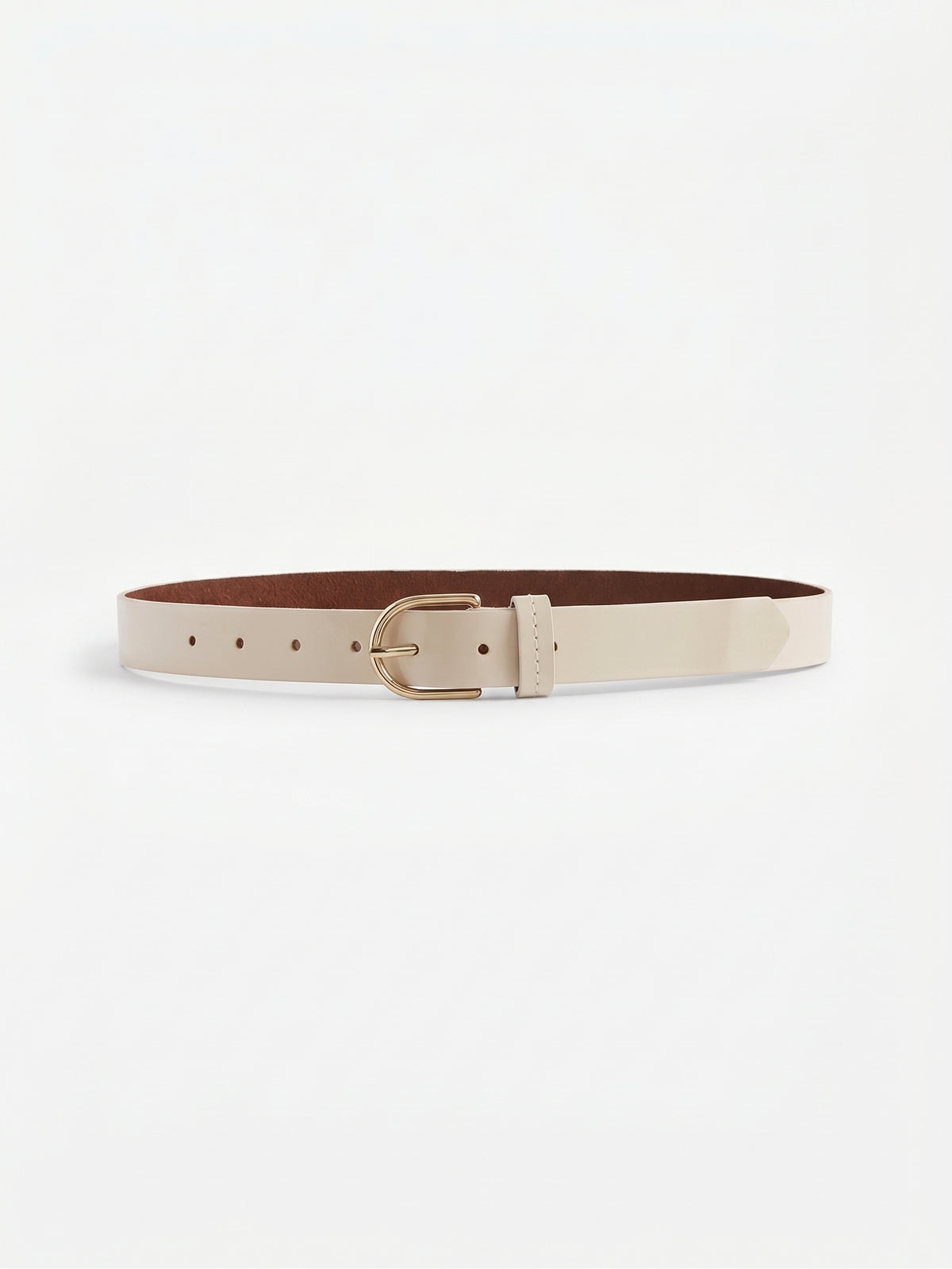 Beige Classic Leather Belt