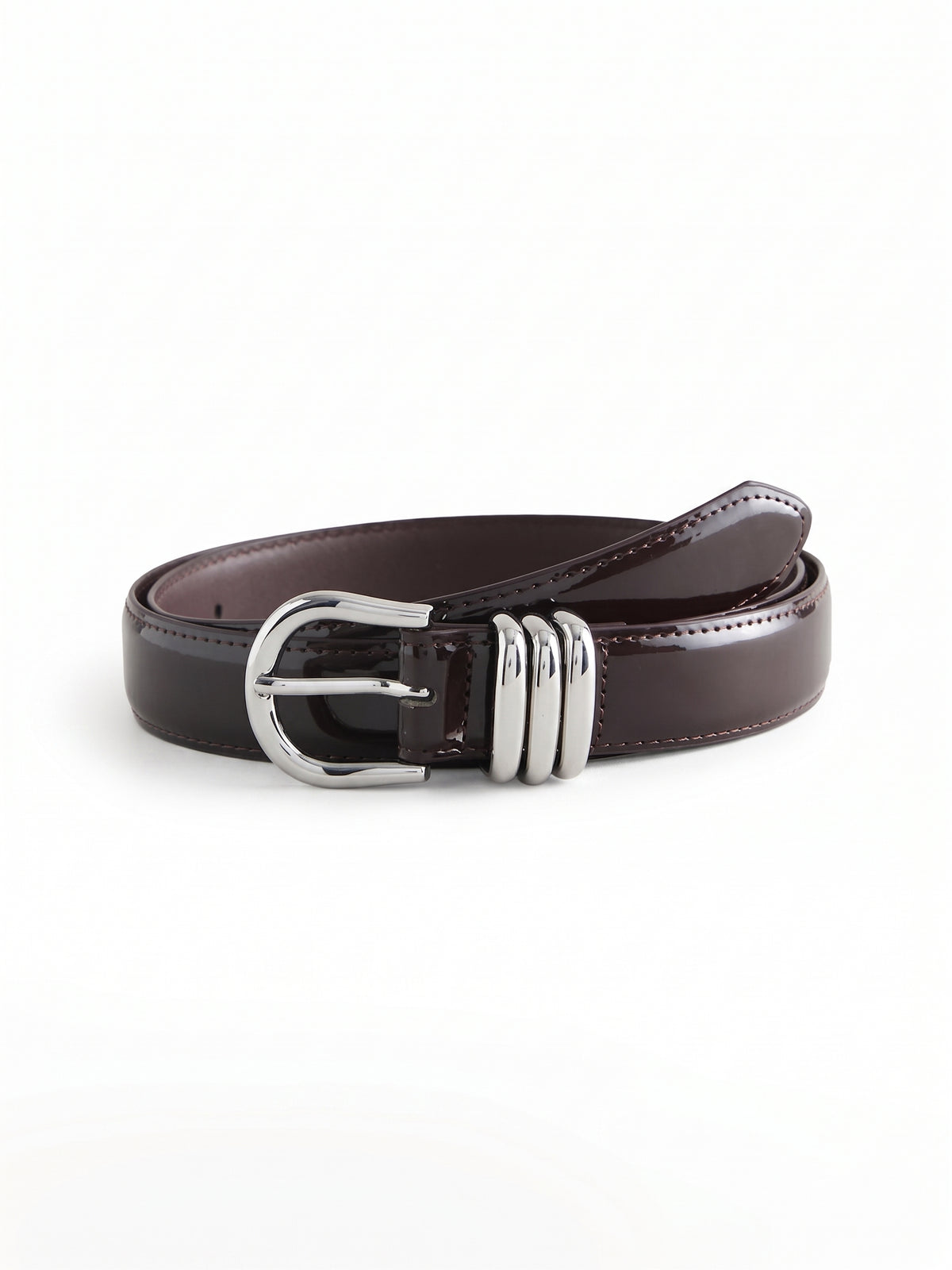 Burgundy Red High-Shine PU Belt