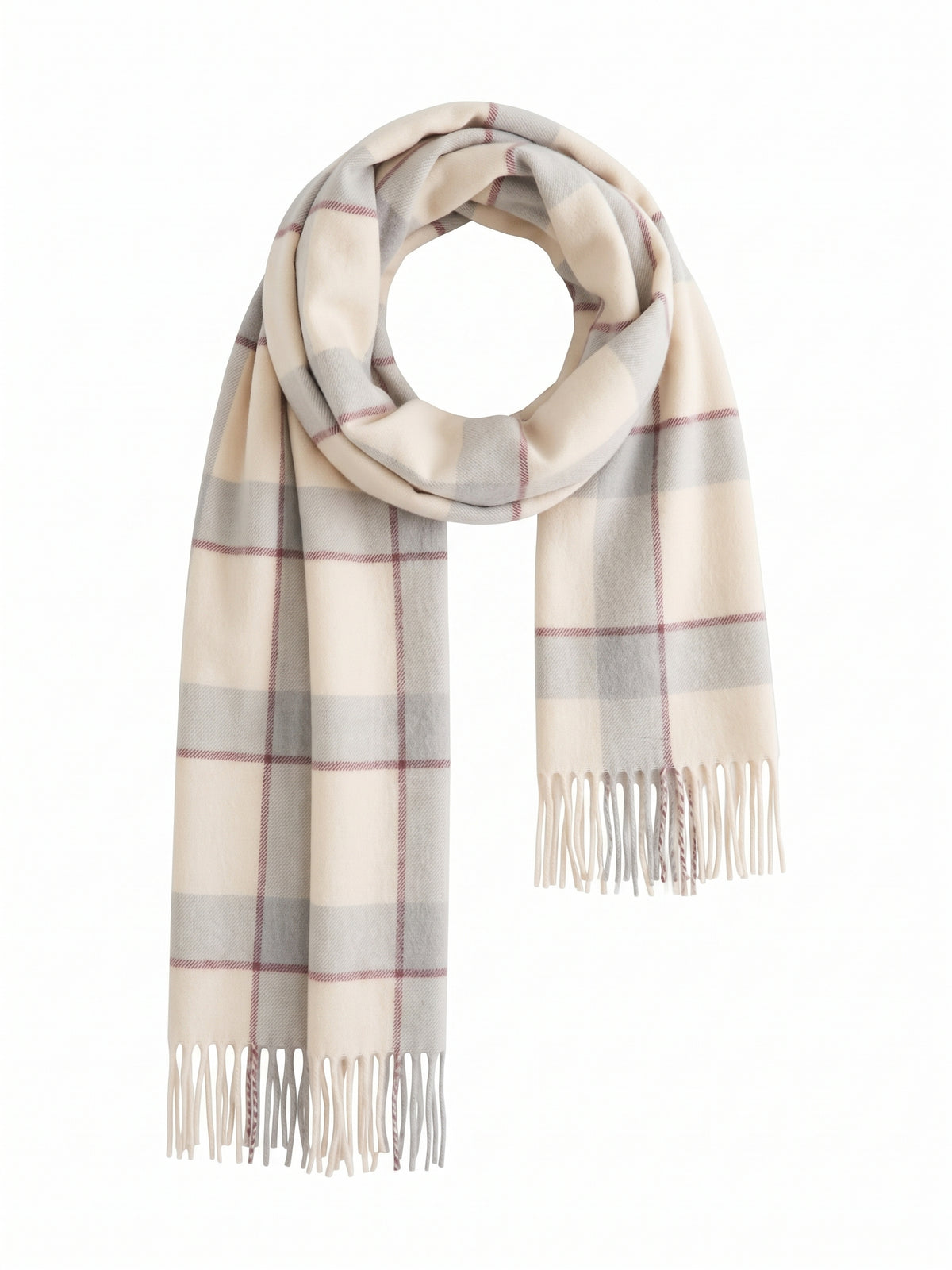 Grey & Blue Check Midweight Scarf