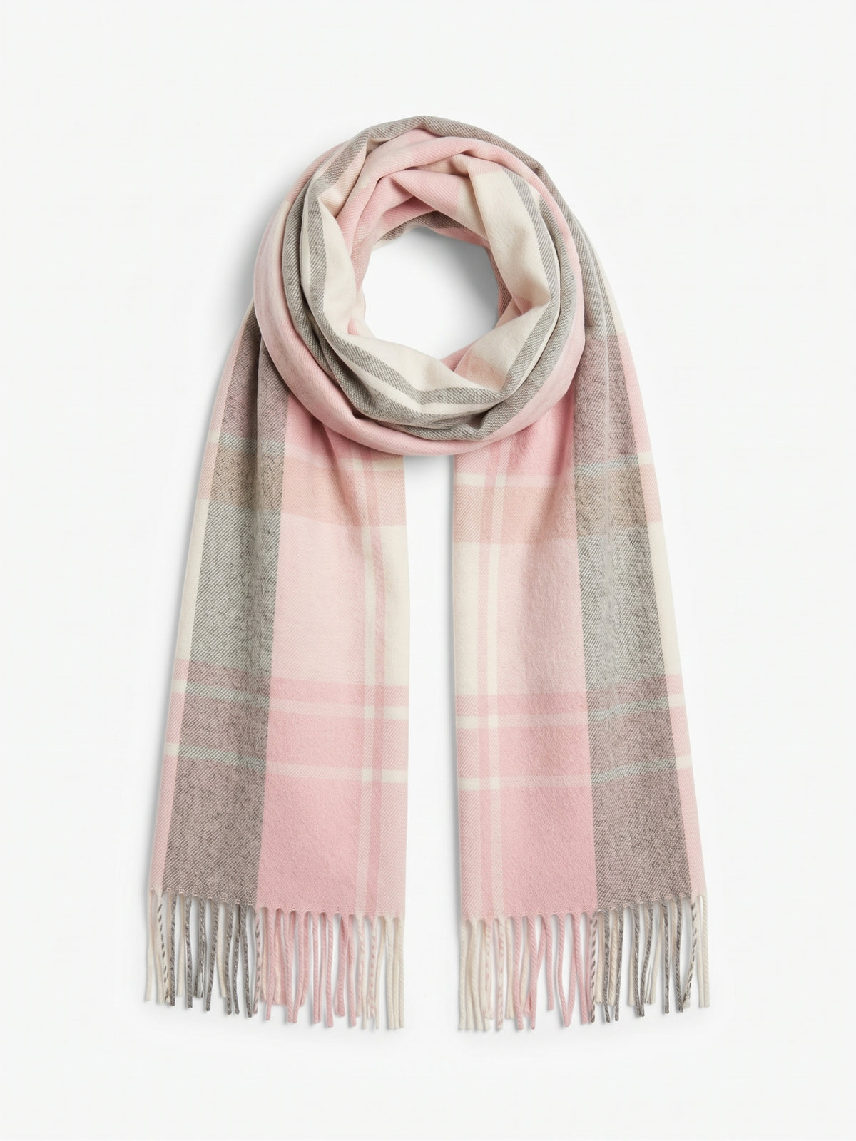 Pink Check Midweight Scarf