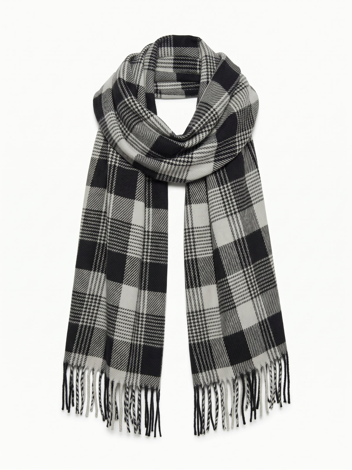 Monochrome Check Midweight Scarf